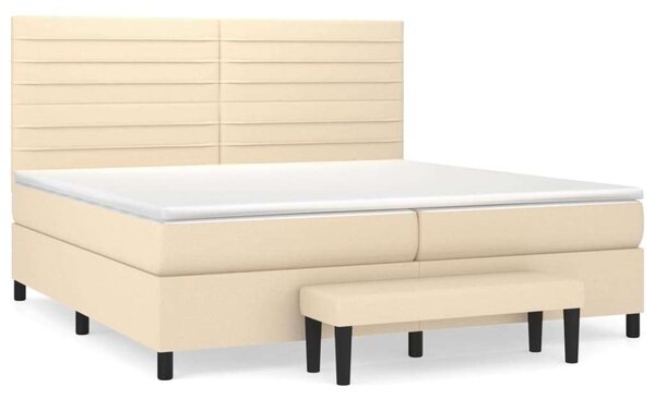 VidaXL Krémszínű Ágy 200x200 cm - Zsebrugós Matraccal és Lábzsámmal