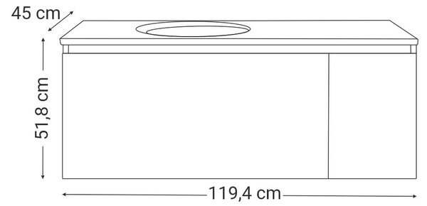 Tunis - Fürdőszoba Szekrény Mosdóval - 120 cm