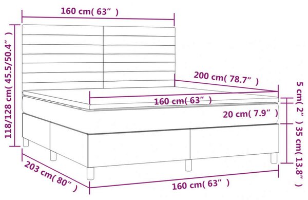 VidaXL Krémszínű Ágy Matraccal - 160x200 cm