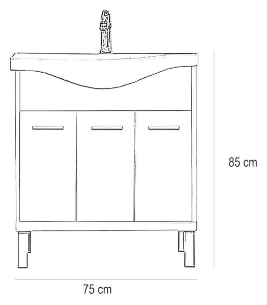Nerva Prime Fürdőszobabútor - Sonoma Tölgy - 75 cm