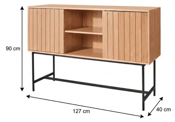 Komód szekrényekkel VALMOR 90x127 cm, tölgy dekorációval