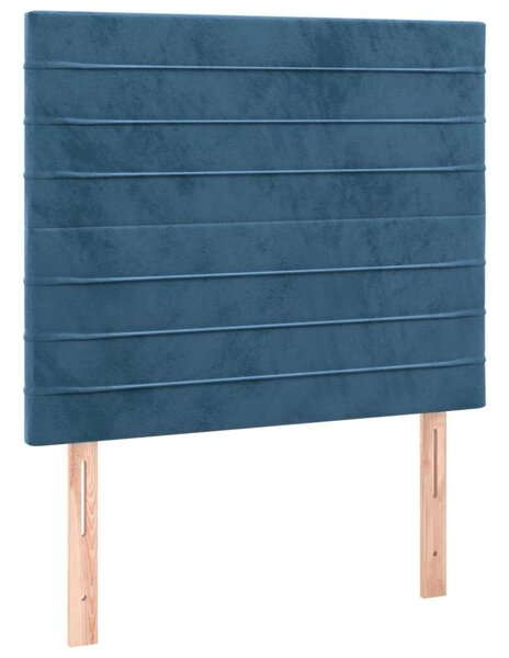 VidaXL sötétkék bársony rugós ágy matraccal 90x190 cm
