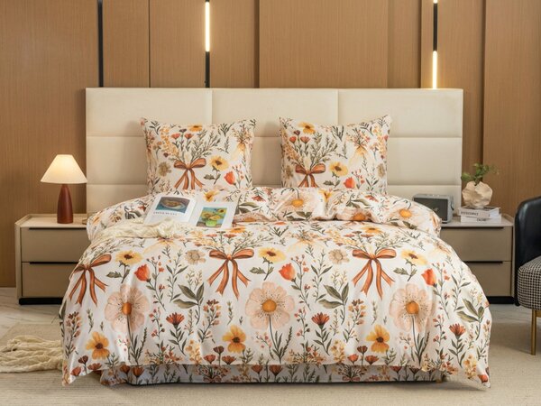 Mikroszálas ágyneműhuzat FLORAL RIBBON krémszínű Ágyneműhuzat mérete: 70 x 90 cm | 140 x 220 cm