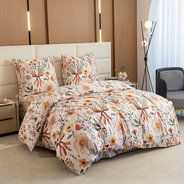 Mikroszálas ágyneműhuzat FLORAL RIBBON krémszínű Ágyneműhuzat mérete: 70 x 90 cm | 140 x 220 cm
