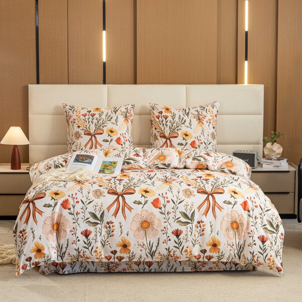 Mikroszálas ágyneműhuzat FLORAL RIBBON krémszínű Ágyneműhuzat mérete: 70 x 90 cm | 140 x 220 cm