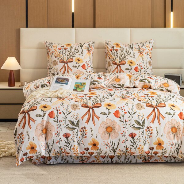 Mikroszálas ágyneműhuzat FLORAL RIBBON krémszínű Ágyneműhuzat mérete: 70 x 90 cm | 140 x 220 cm