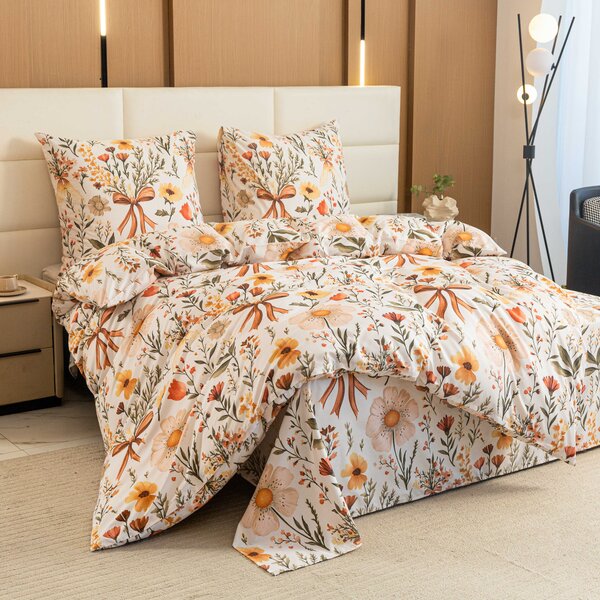 Mikroszálas ágyneműhuzat FLORAL RIBBON krémszínű Ágyneműhuzat mérete: 70 x 90 cm | 140 x 220 cm