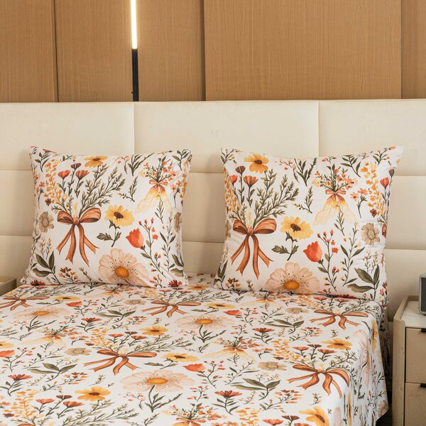 Mikroszálas ágyneműhuzat FLORAL RIBBON krémszínű Ágyneműhuzat mérete: 70 x 90 cm | 140 x 220 cm