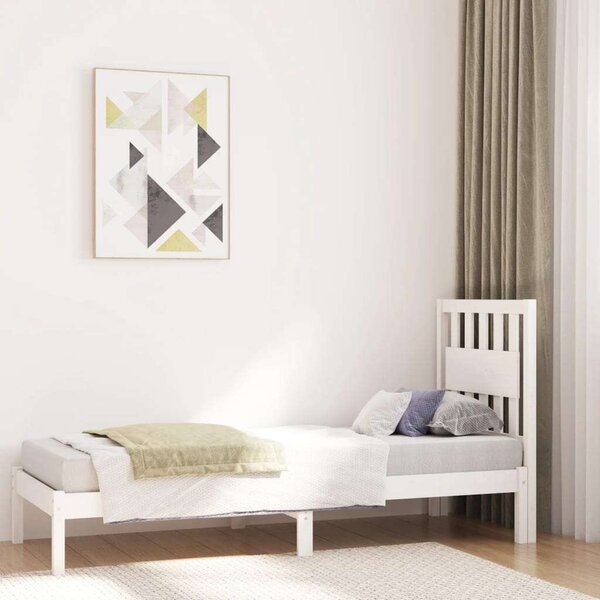 VidaXL fehér tömör fenyőfa ágykeret 75x190 cm (2FT6 Small Single)