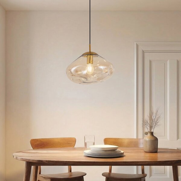 Függőlámpa Lindby, Lelia, dimmable, Bézs, Étkező, Üveg, Dizájn