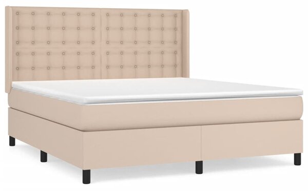 VidaXL cappuccino színű műbőr rugós ágy matraccal 160 x 200 cm