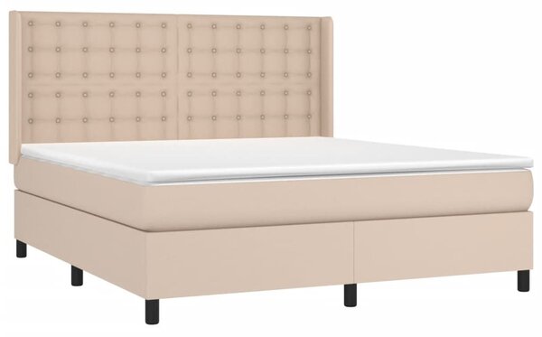 VidaXL cappuccino színű műbőr rugós ágy matraccal 160 x 200 cm