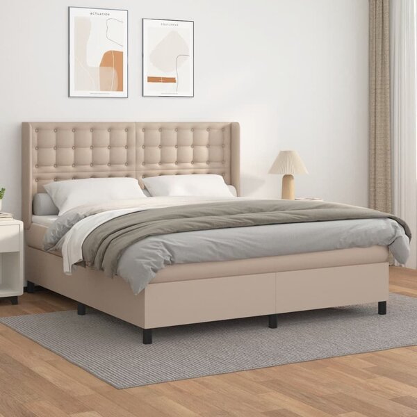 VidaXL cappuccino színű műbőr rugós ágy matraccal 160 x 200 cm