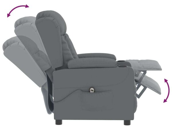 VidaXL szürke műbőr elektromos dönthető fotel