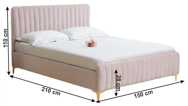 Franciaágy 140 cm Karilla (rózsaszín) (ágyráccsal)