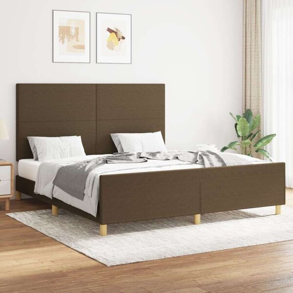 VidaXL sötétbarna szövet ágykeret fejtámlával 160 x 200 cm