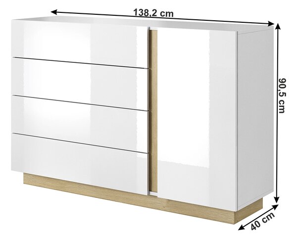Z0ND0 Komód Cethos D4S (fehér + tölgy grandson). 1017247