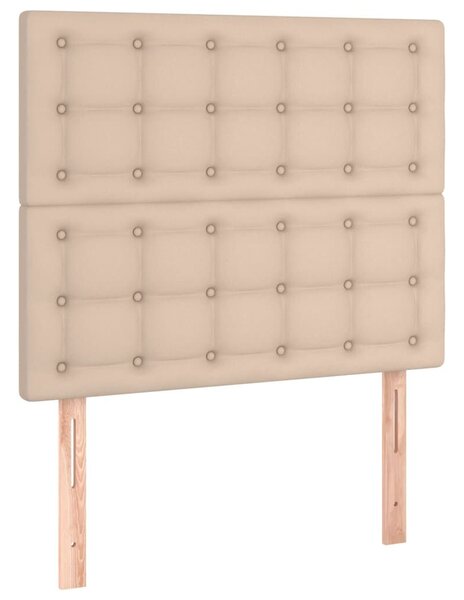 VidaXL cappuccino színű műbőr ágykeret fejtámlával 90x190 cm