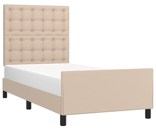 VidaXL cappuccino színű műbőr ágykeret fejtámlával 90x190 cm