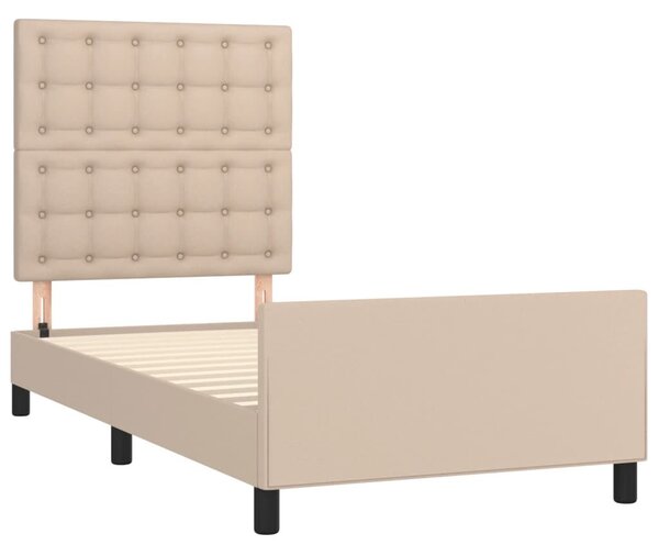 VidaXL cappuccino színű műbőr ágykeret fejtámlával 90x190 cm