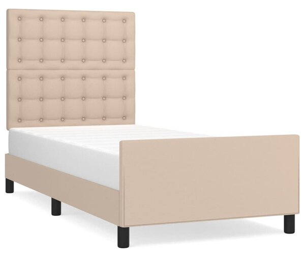 VidaXL cappuccino színű műbőr ágykeret fejtámlával 90x190 cm