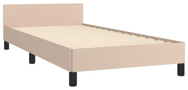 VidaXL cappuccino színű műbőr ágykeret fejtámlával 90x190 cm