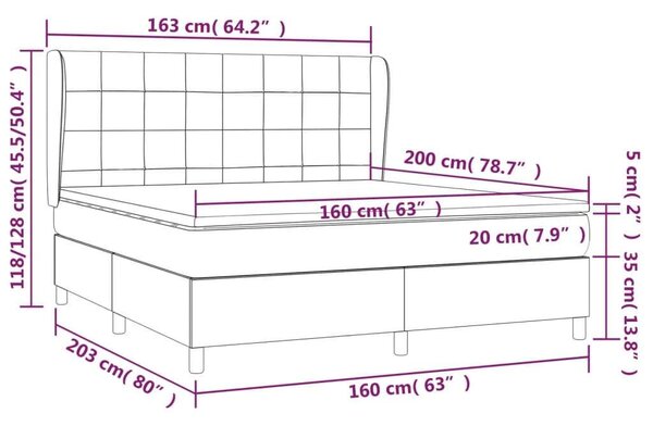 VidaXL sötétkék bársony rugós ágy matraccal 160x200 cm