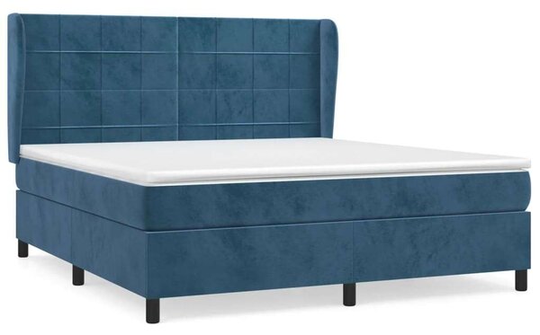 VidaXL sötétkék bársony rugós ágy matraccal 160x200 cm