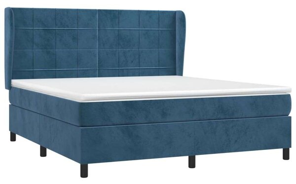 VidaXL sötétkék bársony rugós ágy matraccal 160x200 cm