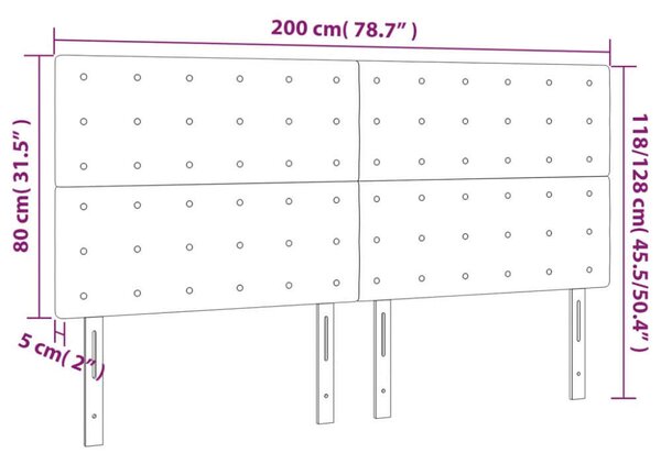 VidaXL Fejtámla Szett - Műbőr - Fekete - 200cm