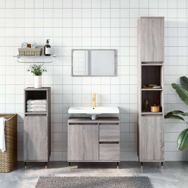 VidaXL Fürdőszoba Bútorszett - 3 részes - Szürke Sonoma