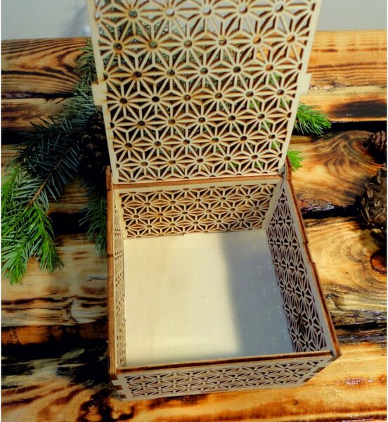 Vintage fadoboz - Könnyű, méret: 12,6x12,6x8,2 cm, hajtva