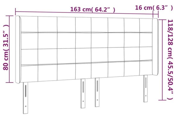 VidaXL fekete szövet LED-es fejtámla 163x16x118/128 cm