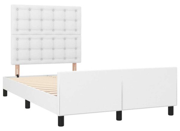 VidaXL Fehér Műbőr Ágykeret Fejtámlával - 120x200 cm