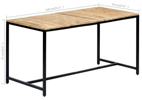 VidaXL Mangófa Étkezőasztal - Ipari Stílus - 140x70x75cm