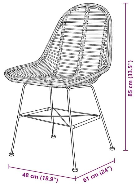 Rattan Étkezőszék - 4 db - Fekete