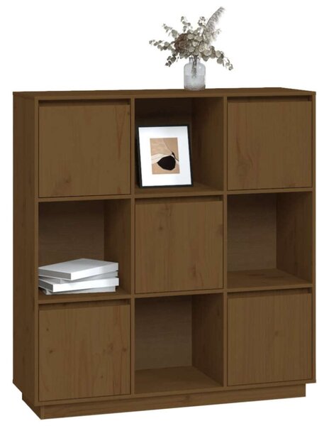 VidaXL mézbarna tömör fenyőfa magasszekrény 110,5x35x117 cm