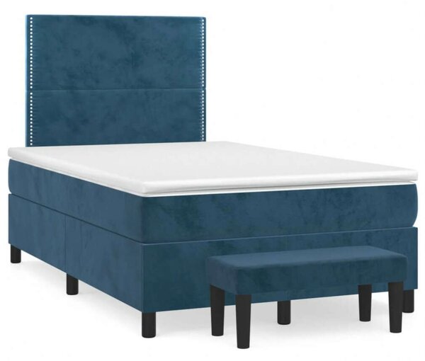 VidaXL sötétkék bársony rugós ágy matraccal 120 x 200 cm