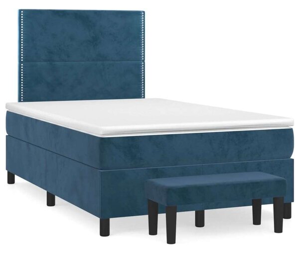 VidaXL sötétkék bársony rugós ágy matraccal 120 x 200 cm