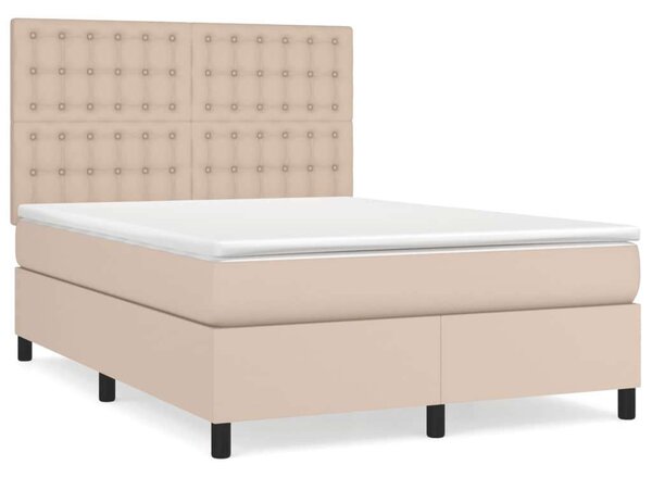 VidaXL cappuccino színű műbőr rugós ágy matraccal 140 x 200 cm