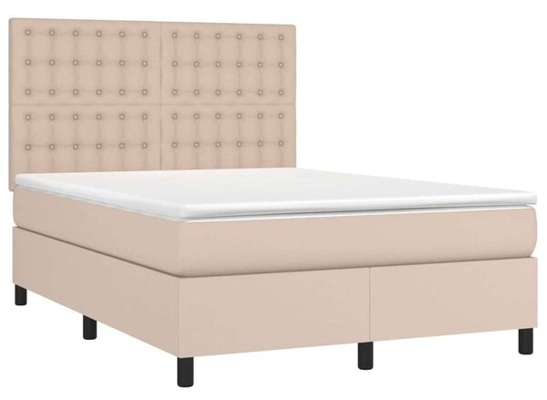 VidaXL cappuccino színű műbőr rugós ágy matraccal 140 x 200 cm