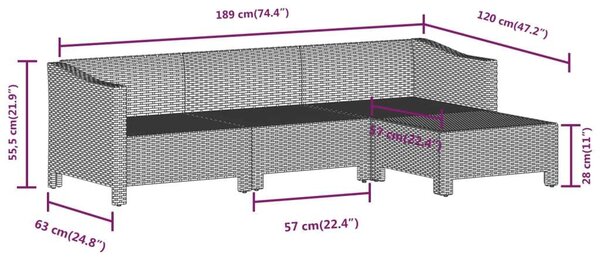 VidaXL Polyrattan Kerti Ülőgarnitúra - 8 részes - Szürke
