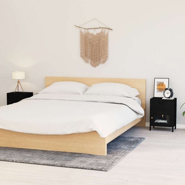 VidaXL - Fekete Acél és Üveg Éjjeliszekrény Szett - 2 db - 40x30x54,5cm