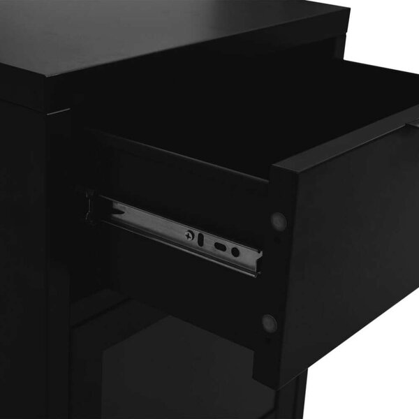 VidaXL - Fekete Acél és Üveg Éjjeliszekrény Szett - 2 db - 40x30x54,5cm