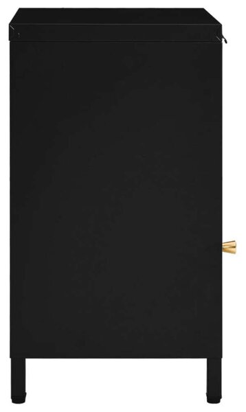 VidaXL - Fekete Acél és Üveg Éjjeliszekrény Szett - 2 db - 40x30x54,5cm