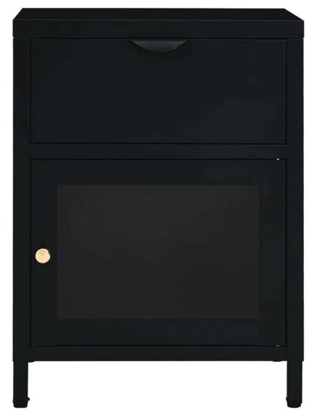 VidaXL - Fekete Acél és Üveg Éjjeliszekrény Szett - 2 db - 40x30x54,5cm