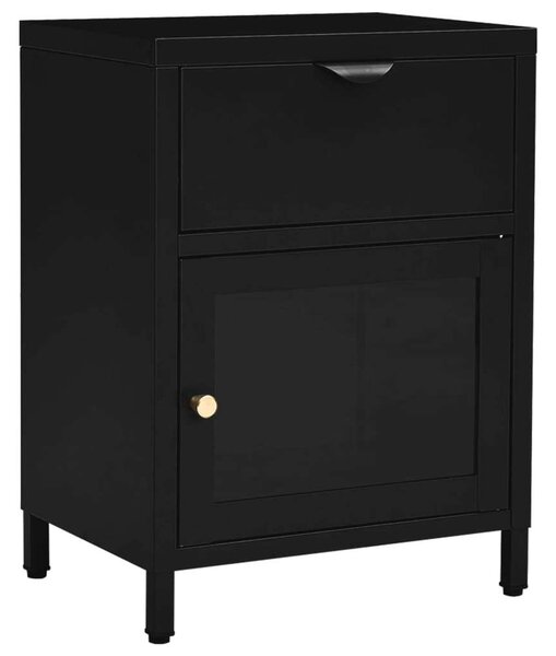 VidaXL - Fekete Acél és Üveg Éjjeliszekrény Szett - 2 db - 40x30x54,5cm