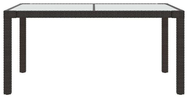 VidaXL Polyrattan Kerti Asztal - Edzett Üveg - 150x90 cm