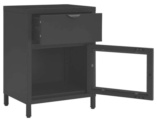 VidaXL - Fekete Acél és Üveg Éjjeliszekrény Szett - 2 db - 40x30x54,5cm