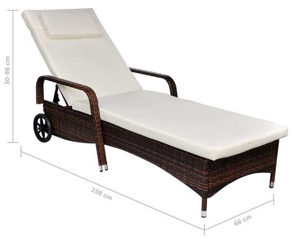 VidaXL Napozóágy - Barna Polyrattan - 198cm